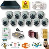 11 Kameralı Set- İnsan Yüz Hareket Algılayan 5MP Lens 36 IRLED 1080P İç Mekan Güvenlik Kamerası Seti D136B - 1