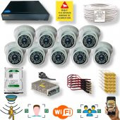 9 Kameralı Set - İnsan Yüz Hareket Algılayan 5MP Lens 36 IRLED 1080P İç Mekan Güvenlik Kamerası Seti D136B - 1