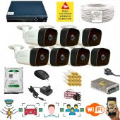7 KAMERALI 1080P İNSAN YÜZ VE HAREKET ALGILAYAN METAL KASA 36 IR LED GÜVENLİK KAMERASI SETİ 5236 - 1