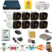 8 KAMERALI 1080P İNSAN YÜZ VE HAREKET ALGILAYAN METAL KASA 36 IR LED GÜVENLİK KAMERASI SETİ 5236 - 1