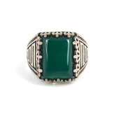 925 Ayar Gümüş Yeşil Kaplan Gözü Taşlı Erkek Yüzük thumbnail 2