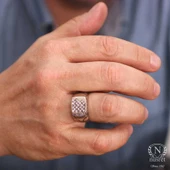 925 Ayar Gümüş Kare Fihi Ma Fih Model Erkek Yüzük thumbnail 10