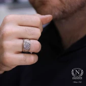 925 Ayar Gümüş Kare Fihi Ma Fih Model Erkek Yüzük thumbnail 2