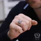 925 Ayar Gümüş Kare Fihi Ma Fih Model Erkek Yüzük thumbnail 9
