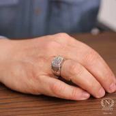 925 Ayar Gümüş Kare Fihi Ma Fih Model Erkek Yüzük thumbnail 1