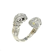 925 Ayar Gümüş Sarı Taşlı Çapraz Yüzük thumbnail 2