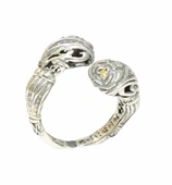 925 Ayar Gümüş Sarı Taşlı Çapraz Yüzük thumbnail 3