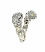 925 Ayar Gümüş Sarı Taşlı Çapraz Yüzük thumbnail 4