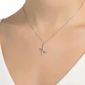 925 Ayar Gümüş Kuyruklu X  Kolyesi thumbnail 1