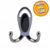 Metax Uzay Askı Vestiyer Duvar Askısı Metal Dolap Elbise Askılığı Füme Siyah Kapak - 1