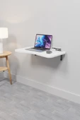 Katlanabilir Duvar Masa 60x35 Cm Duvara Monte Beyaz Renk Kırma Bilgisayar Mutfak Masası - 1