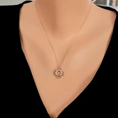 925 Ayar Gümüş Can Simidi Kolye, Pembe thumbnail 1