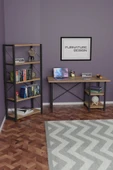 Metal Kitaplık 5 Raflı + 60x120 cm Çalışma Masası Atlantik Çam - 3