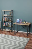 Metal Kitaplık 5 Raflı + 60x90 cm Çalışma Masası Atlantik Çam - 1