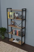 Metal Kitaplık 5 Raflı 180 cm Telli Büyük Kitaplık Atlantik Çam - 1