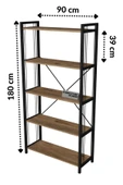 Metal Kitaplık 5 Raflı 180 cm Telli Büyük Kitaplık Atlantik Çam - 3