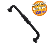 Buket Mobilya Mutfak Dolabı Çekmece Dolap Kapak Kulpu Kulpları Kulbu Mat Siyah 128 Mm Metal Kulp thumbnail 1