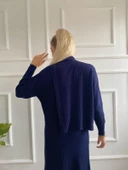 Kadın Fitilli Düğme Detaylı Triko Takım Lacivert - 7