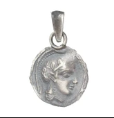 925 Ayar Gümüş Sezar Motifli Madalyon Kolye Ucu thumbnail 4