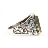 925 Ayar Gümüş ve Bronz Karışımı Desenli Çepni Boyu Erkek Yüzüğü thumbnail 4