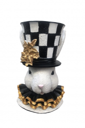 Paskalya Dama Desen Tavşan Saksı - 2