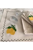 Limon Nakışlı Keten Amerikan Servis Tekli thumbnail 3