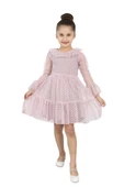 ÇocukYoluKids Puantiyeli Tüllü Pudra Kız Çocuk Elbise A1111141111016 - 1