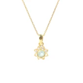 925 Ayar Gümüş Minik Çiçek Tasarım Akuamarin Kolye thumbnail 2