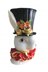 Paskalya Kırmızı Damalı Tavşan Saksı/Saksılık - 1