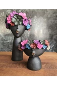 Çiçekli Kız Saksı Seti Siyah Ve Rengarenk - 1