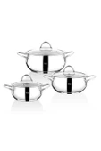 Taç Vitali Indüksiyon Tabanlı 3'lü 6 Parça Çelik Güveç Seti TAC-3459 thumbnail 2