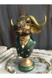 Boğa Altın & Yeşil Desen Dekoratif Obje - 1