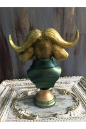 Boğa Altın & Yeşil Desen Dekoratif Obje - 3