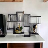 T.Concept Dekoratif Metal Duvar Rafı 8 Bölmeli Kitaplık, Bibloluk Siyah Renk - 3