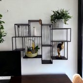 T.Concept Dekoratif Metal Duvar Rafı 8 Bölmeli Kitaplık, Bibloluk Siyah Renk - 5