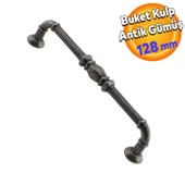 Buket Eskitme Antik Gümüş (128 mm-12.8 cm) Metal Mobilya Mutfak Çekmece Dolap Kulpu Kulbu Kulpları thumbnail 1