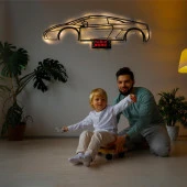 Veraart Işıklı Kişiselleştirilebilir Araba Temalı Tablo Lamborghini Dekoratif Gece Lambası 80 cm - 7