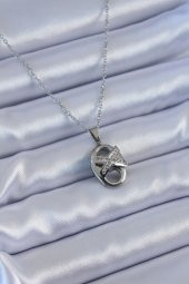 316L Çelik Gümüş Renk Zirkon Taşlı Kadın Kolye thumbnail 1