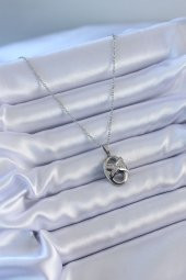 316L Çelik Gümüş Renk Zirkon Taşlı Kadın Kolye thumbnail 2