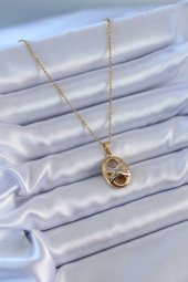 316L Çelik Gold Renk Zirkon Taşlı Kadın Kolye thumbnail 2