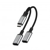 Syrox DT40T-TT Type 3.0 Type-C /Type-C / Type- C Dönüştürücü Kulaklık Şarj Dönüştürücü Hasir Kablolu Siyah - 1