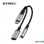 Syrox DT40T-TA Type 3.0 Type-C /Type-C / Type- C Dönüştürücü Kulaklık Şarj Dönüştürücü Hasir Kablolu - 1