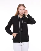 Backpacker Kadın Sweatshirt Kapüşonlu Fermuarlı Siyah - 2