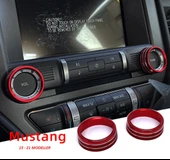 DK Tuning Mustang 15-21 Ses Açma Düğmeleri Kırmızı Dekoratif Halkaları - 2