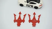 DK Tuning Maserati Yan Kanatlar Kırmızı 3M 3D Rozet Amblem Seti - 5