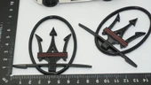 DK Tuning Maserati Yan Kanatlar Çemberli Kırmızı Siyah Rozet Amblem Seti - 2
