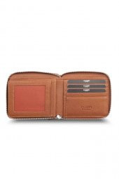 Guard Retro Fermuarlı Hakiki Deri Erkek Taba Cüzdan P859 - 3
