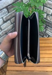 Guard Çift Fermuarlı Kahverengi Hakiki Deri El Çantası Erkek / Kadın P3031 - 3