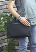 Guard Siyah Hakiki Deri Özel Üretim Laptop ve Evrak Çantası Erkek / Kadın P1796 thumbnail 6