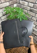 Guard Siyah Hakiki Deri Özel Üretim Laptop ve Evrak Çantası Erkek / Kadın P1796 thumbnail 8